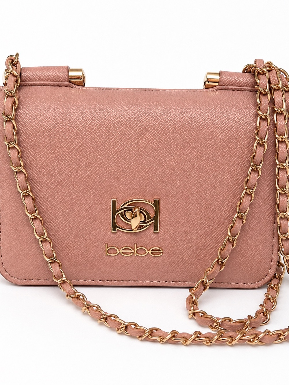 Bebe Blush Pink Cross body Chain Strap Mini Purse Y2K Glam